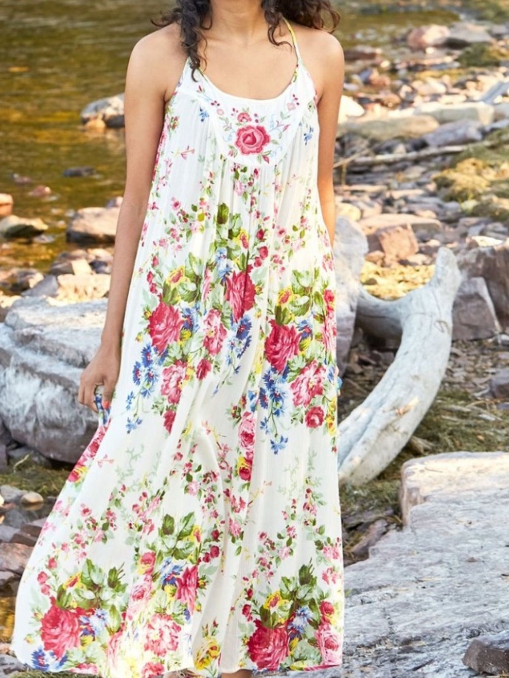 Stunning April Cornell embroidered floral midi dress M